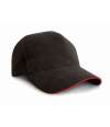 RC25P/RC025P Pro Style Heavy Brushed Cotton Cap With Sandwich Peak Black / Red colour image